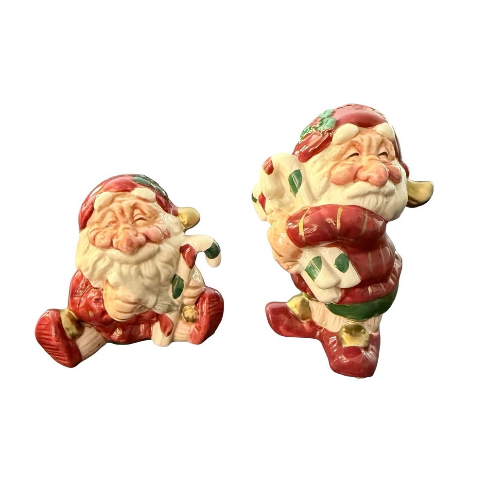 Fitz & Floyd Old World Christmas Elves Santa Salt Pepper Shakers Set Red Vintage